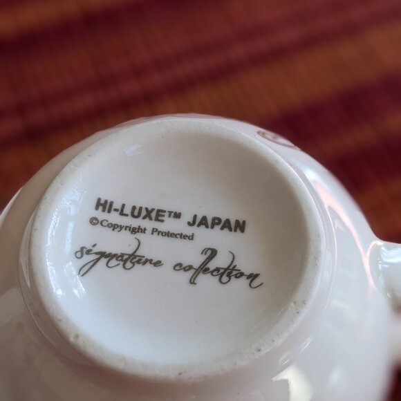 HI LUXE Vintage Porcelain 2 Cup Saucer Sets Signature Collection Japan Gold Acce - Picture 7 of 7